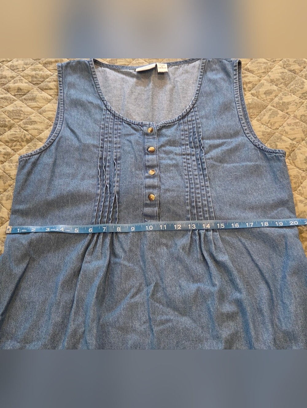 The Vermont Country Store Sleeveless Pintuck Button-Front Maxi Dress - Blue - Picture 8 of 10